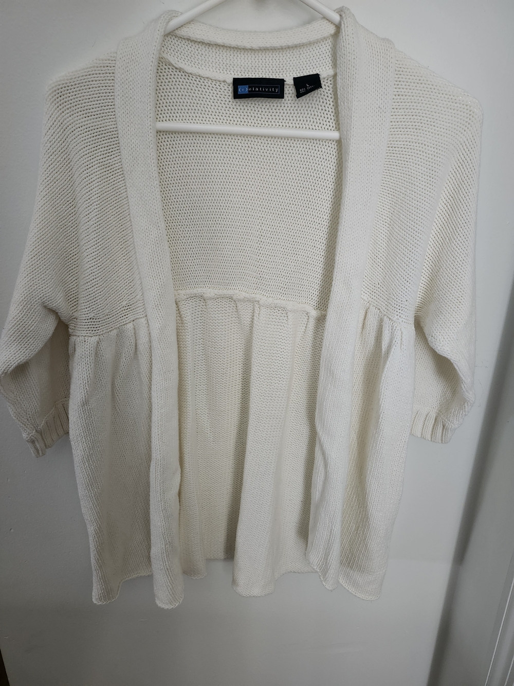 Relativity Open-Front Cream Knit Cardigan